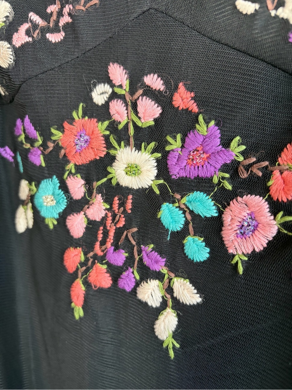 Vintage RARE Y2K MIXIT Floral Embroidered Handkerchief Hem Midi Slip Dress - Picture 5 of 9